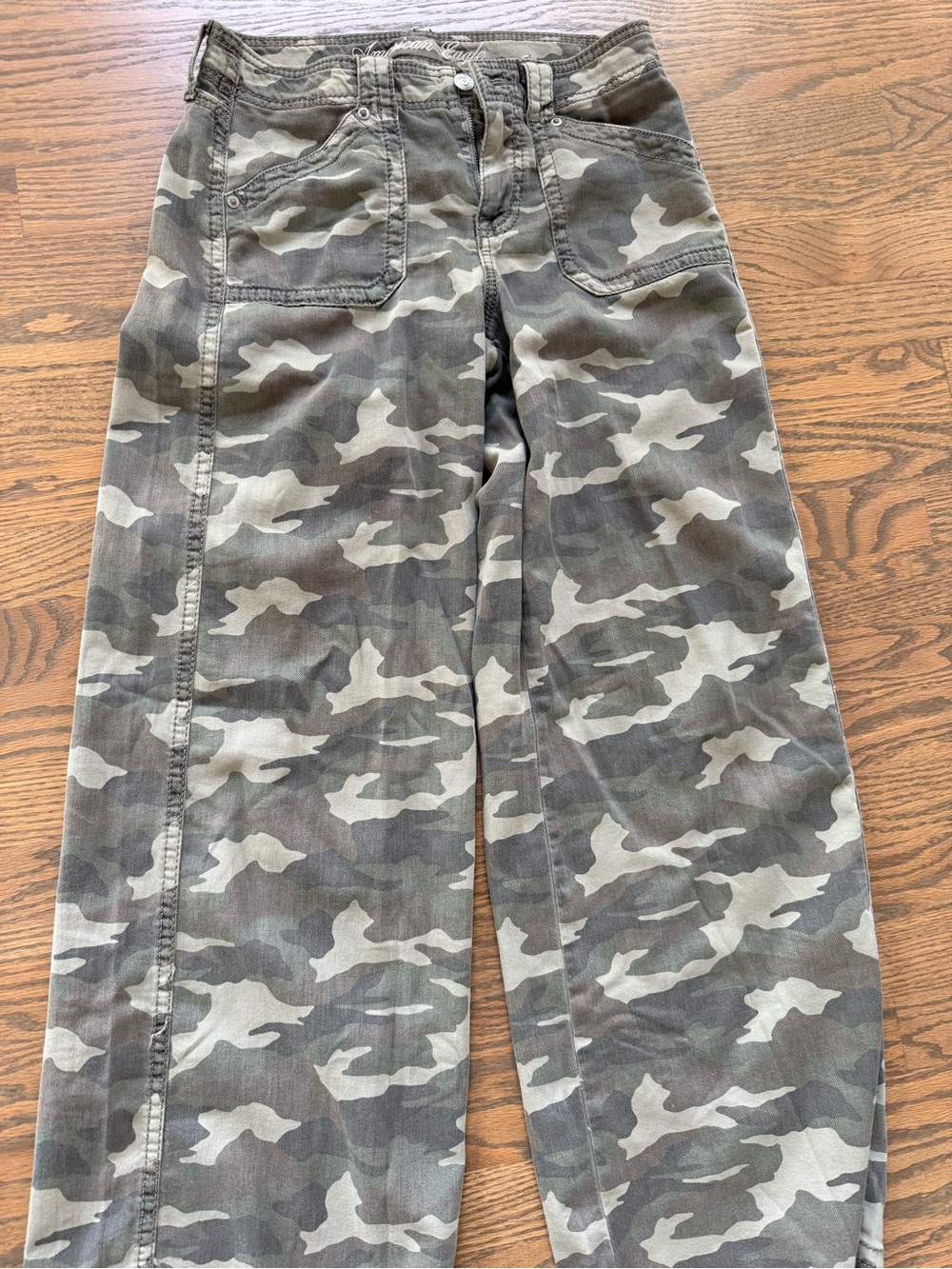 American Eagle Outfitters Camo Wide Leg Jeans - Green, Tan